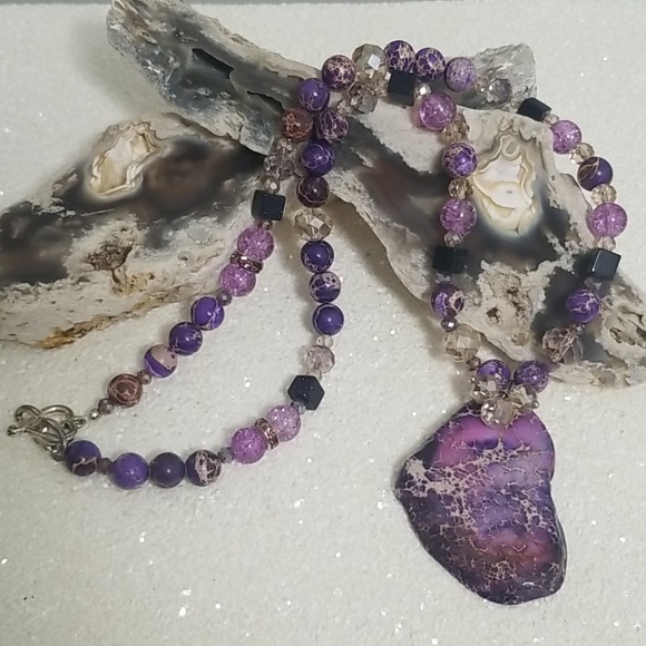Jewelry - Beautiful purple Jasper heart necklace
